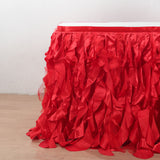 Taffeta 17ft Table Skirt Red - Cascading Curly Willow Style Table Cover