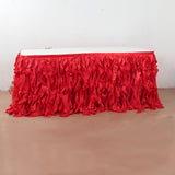 Taffeta 17ft Table Skirt Red - Cascading Curly Willow Style Table Cover