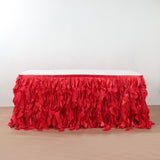 Taffeta 17ft Table Skirt Red - Cascading Curly Willow Style Table Cover