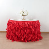 Taffeta 17ft Table Skirt Red - Cascading Curly Willow Style Table Cover