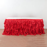 Taffeta 17ft Table Skirt Red - Cascading Curly Willow Style Table Cover