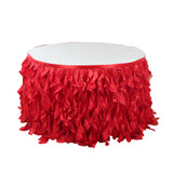 Taffeta 17ft Table Skirt Red - Cascading Curly Willow Style Table Cover