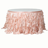 14FT Rose Gold | Blush Curly Willow Taffeta Table Skirt