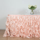 14FT Rose Gold | Blush Curly Willow Taffeta Table Skirt