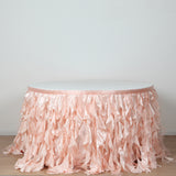 14FT Rose Gold | Blush Curly Willow Taffeta Table Skirt