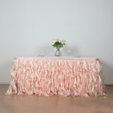 14FT Rose Gold | Blush Curly Willow Taffeta Table Skirt