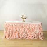 17FT Rose Gold | Blush Curly Willow Taffeta Table Skirt