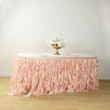 17FT Rose Gold | Blush Curly Willow Taffeta Table Skirt