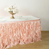 17FT Rose Gold | Blush Curly Willow Taffeta Table Skirt