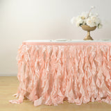 17FT Rose Gold | Blush Curly Willow Taffeta Table Skirt