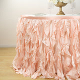 17FT Rose Gold | Blush Curly Willow Taffeta Table Skirt