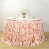 17FT Rose Gold | Blush Curly Willow Taffeta Table Skirt