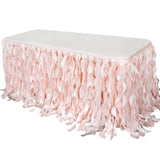 17FT Rose Gold | Blush Curly Willow Taffeta Table Skirt