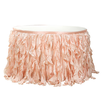 17ft Blush Curly Willow Taffeta Table Skirt