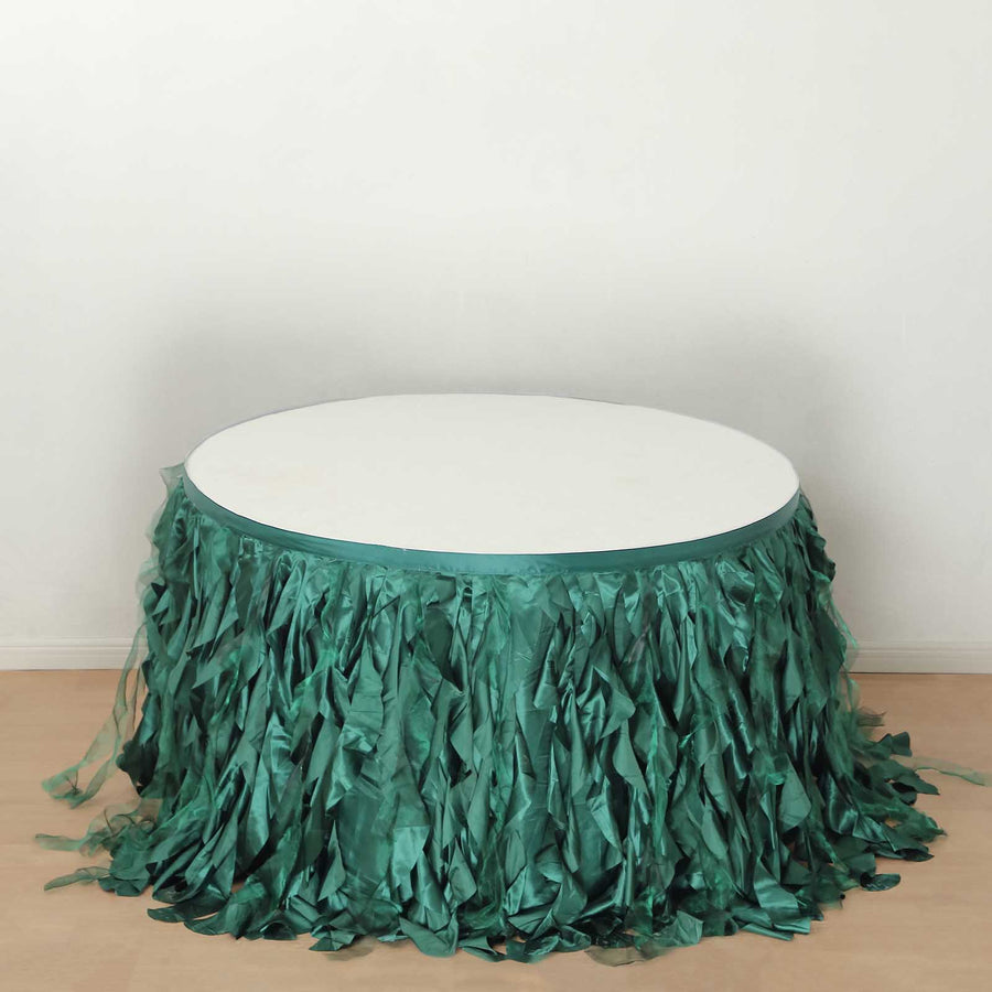 14ft Hunter Emerald Green Curly Willow Taffeta Table Skirt