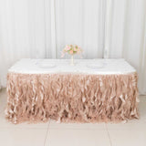 14ft Nude Curly Willow Taffeta Table Skirt