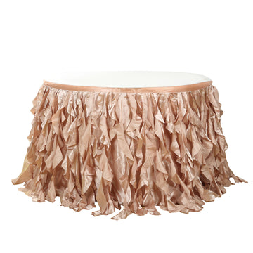 14ft Nude Curly Willow Taffeta Table Skirt