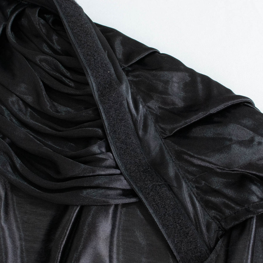 14ft Black Pleated Satin Double Drape Table Skirt