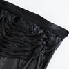 21FT Black Pleated Satin Double Drape Table Skirt