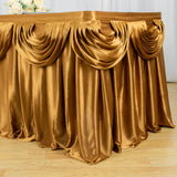 14ft Gold Pleated Satin Double Drape Table Skirt