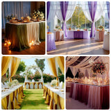 14ft Sheer Chiffon Table Skirt - White Pleated Ruffle Skirting with Polyester Backing, Shimmer Sheer