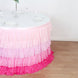 14ft Ombre Pink Chiffon Ruffled Tutu Table Skirt with Satin Backing, 5-Tier Gradient