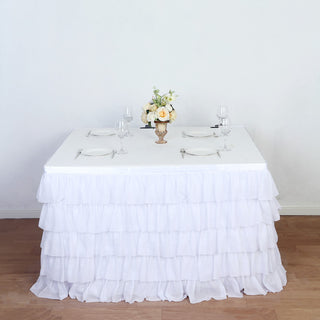 Add a Touch of Glamour to Your Event with the White Chiffon Ruffled Tutu Table Skirt