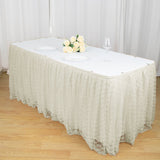 14FT Ivory Premium Pleated Lace Table Skirt