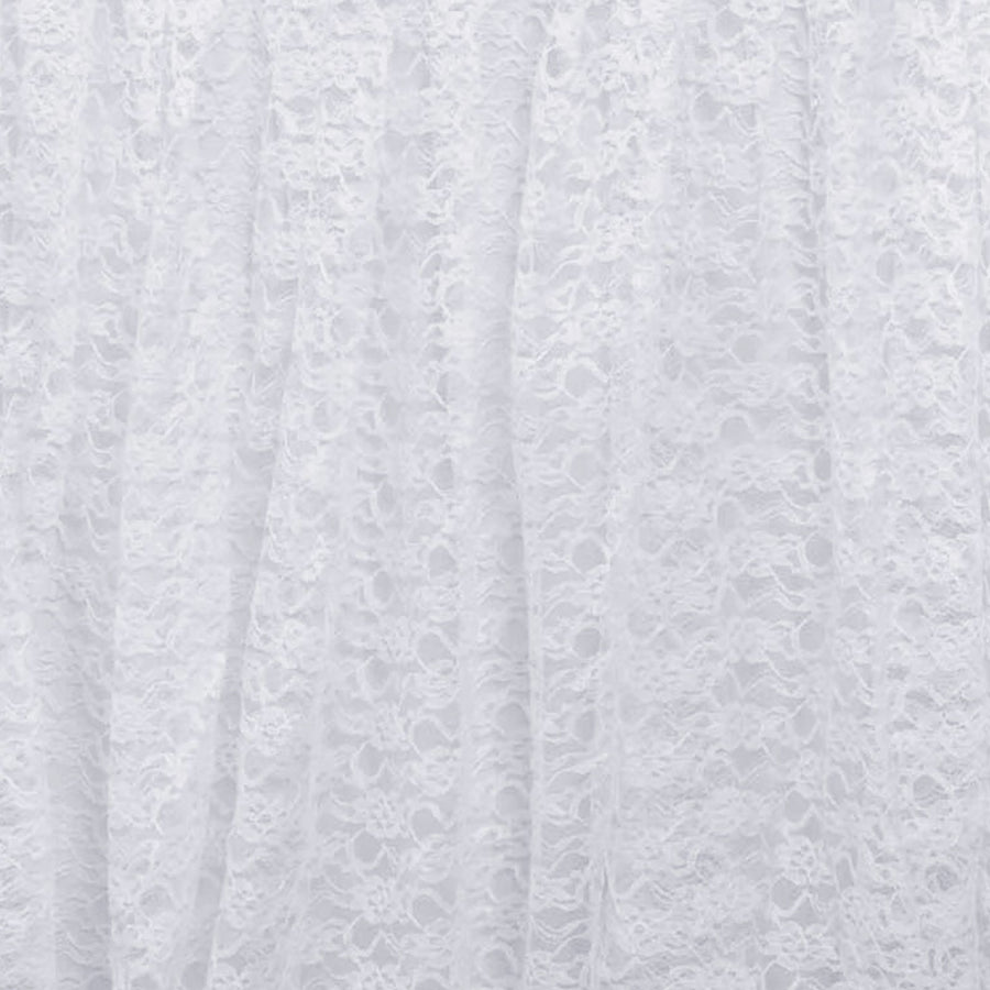 17FT White Premium Pleated Lace Table Skirt#whtbkgd