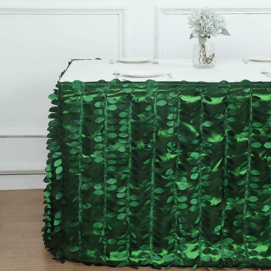 14ft Green 3D Leaf Petal Taffeta Fabric Table Skirt