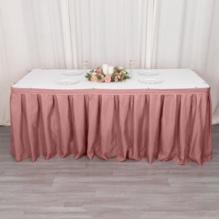 Add Elegance to Your Event with the Dusty Rose Pleated Polyester Table Skirt