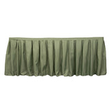 21ft Eucalyptus Sage Green Pleated Polyester Table Skirt, Banquet Folding Table Skirt