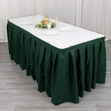 21ft Hunter Emerald Green Pleated Polyester Table Skirt, Banquet Folding Table Skirt