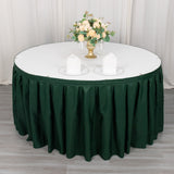 21ft Hunter Emerald Green Pleated Polyester Table Skirt, Banquet Folding Table Skirt