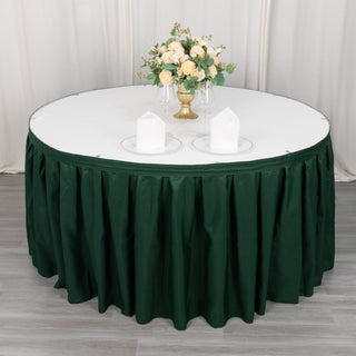 Add Elegance to Your Event with the 21ft Hunter Emerald Green Pleated Polyester Table Skirt