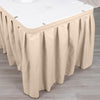 21ft Nude Pleated Polyester Table Skirt, Banquet Folding Table Skirt