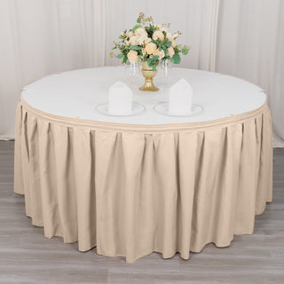 The Perfect Nude Pleated Polyester Table Skirt for Any Event