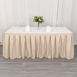 Elegant and Versatile 21ft Nude Pleated Polyester Table Skirt