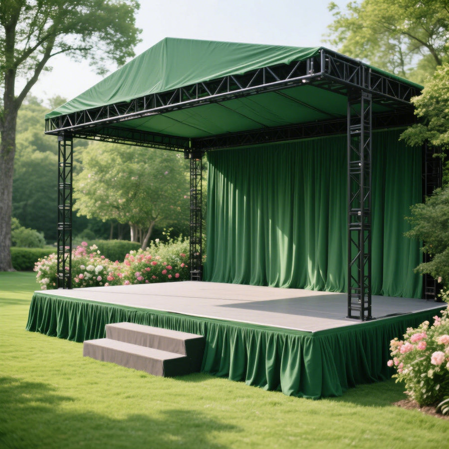 Portable Stage Skirt Hunter Emerald Green Polyester Platform Skirting Cloth for Events, Performances & Wedding Staging - 16"x10ft