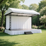 Portable Stage Skirt White Polyester Platform Skirting Cloth for Events, Performances Wedding Stage