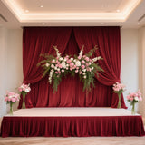 Portable Stage Skirt Burgundy Polyester Platform Skirting Cloth for Events, Performances & Wedding