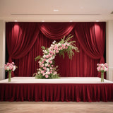 Portable Stage Skirt Burgundy Polyester Platform Skirting Cloth for Events, Performances & Wedding