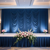 Portable Stage Skirt Navy Blue Polyester Platform Skirting Cloth for Events, Performances & Wedding Staging - 24"x20ft