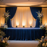 Portable Stage Skirt Navy Blue Polyester Platform Skirting Cloth for Events, Performances & Wedding Staging - 36"x20ft