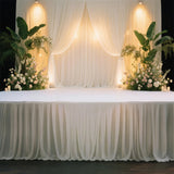 Portable Stage Skirt White Polyester Platform Skirting Cloth for Events, Performances & Wedding Staging - 48"x20ft