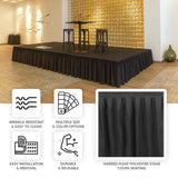 Portable Stage Skirt Black Polyester Platform Skirting Cloth for Events, Performances Wedding Stage