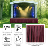 Portable Stage Skirt Burgundy Polyester Platform Skirting Cloth for Events, Performances & Wedding Staging - 48"x20ft