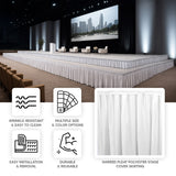 Portable Stage Skirt White Polyester Platform Skirting Cloth for Events, Performances Wedding Stage