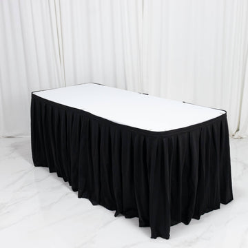 14ft Scuba Table Skirt Black- Shirred Pleat Wrinkle Free & Stain Resistant Event Skirting