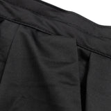 Black ribbed fabric close-up with seam detail and folds